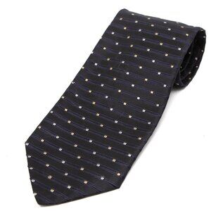 Hugo Boss 100% Silk Tie Dotted Necktie Classic Black Navy Cream Evening Designer